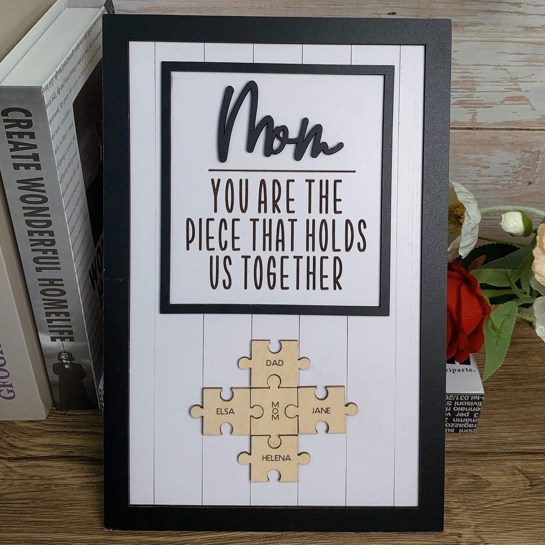 Mum You Are The Piece That Holds Us Together Wooden Puzzle Piece Mother's Day Sign